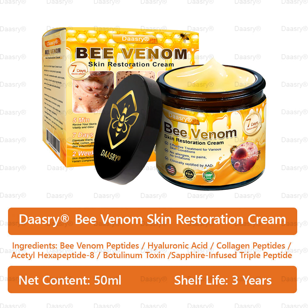 FDA Official: Daasry® Botox Bee Venom Skin Restoration Cream - Anti-aging, Hydrating, Skin Firming & Lifting, Skin Repair, Even Tone, Acne and Dark Spot Treatment, Wart and Mole Removal, and Psoriasis Relief.