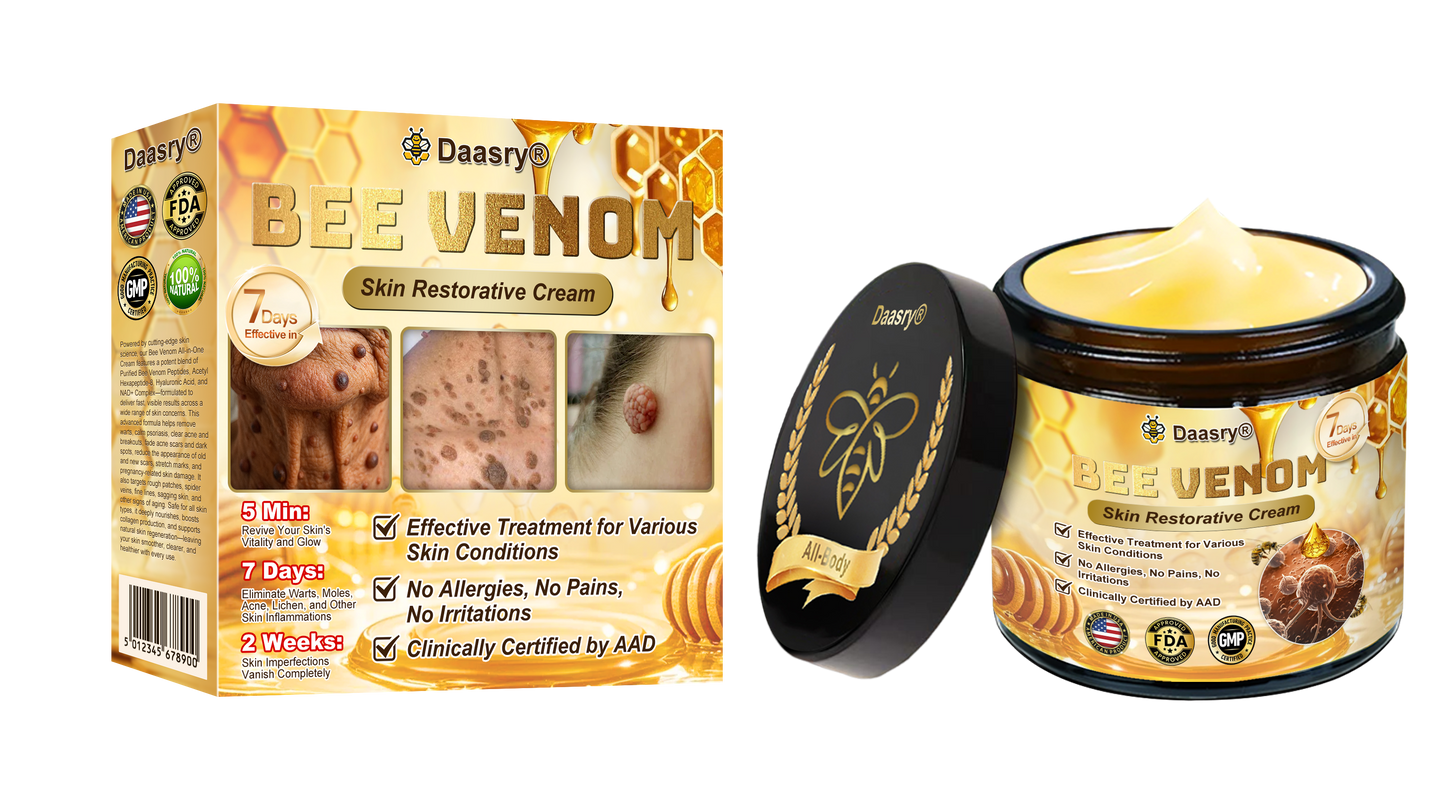 FDA Official: Daasry® Botox Bee Venom Skin Restoration Cream - Anti-aging, Hydrating, Skin Firming & Lifting, Skin Repair, Even Tone, Acne and Dark Spot Treatment, Wart and Mole Removal, and Psoriasis Relief.