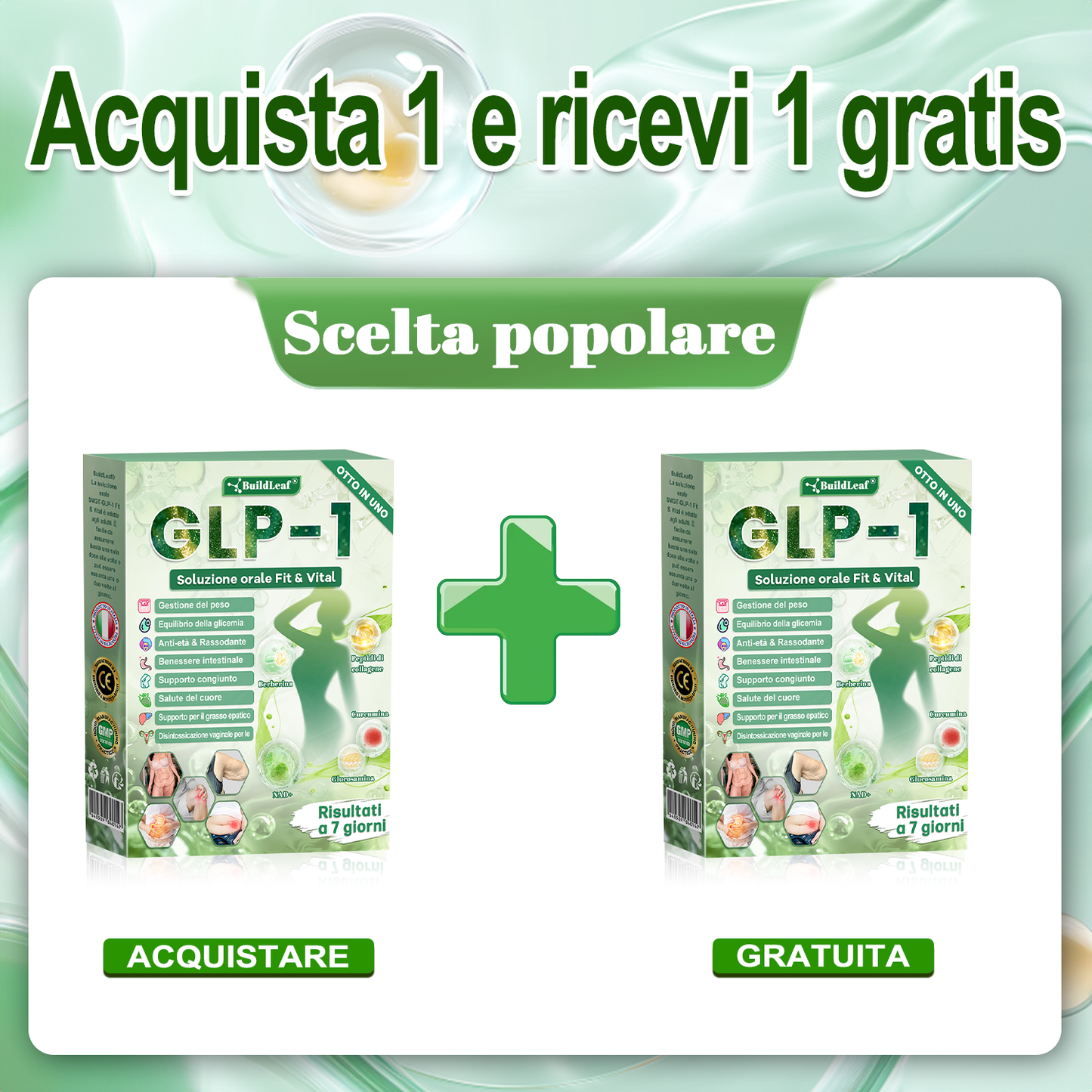 IT Negozio ufficiale🔥BuildLeaf® GLP-1 8-in-1 Fit & Vital Soluzione Orale (Solo una volta al giorno, cambiamenti visibili in 7 giorni) ✅ Per obesità, salute cardiovascolare, diabete, apnea notturna, salute intestinale, problemi articolari e altro