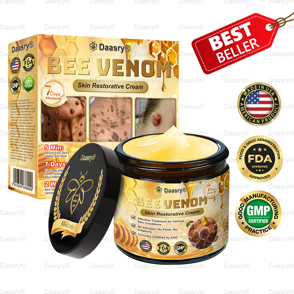 FDA Official: Daasry® Botox Bee Venom Skin Restoration Cream - Anti-aging, Hydrating, Skin Firming & Lifting, Skin Repair, Even Tone, Acne and Dark Spot Treatment, Wart and Mole Removal, and Psoriasis Relief.