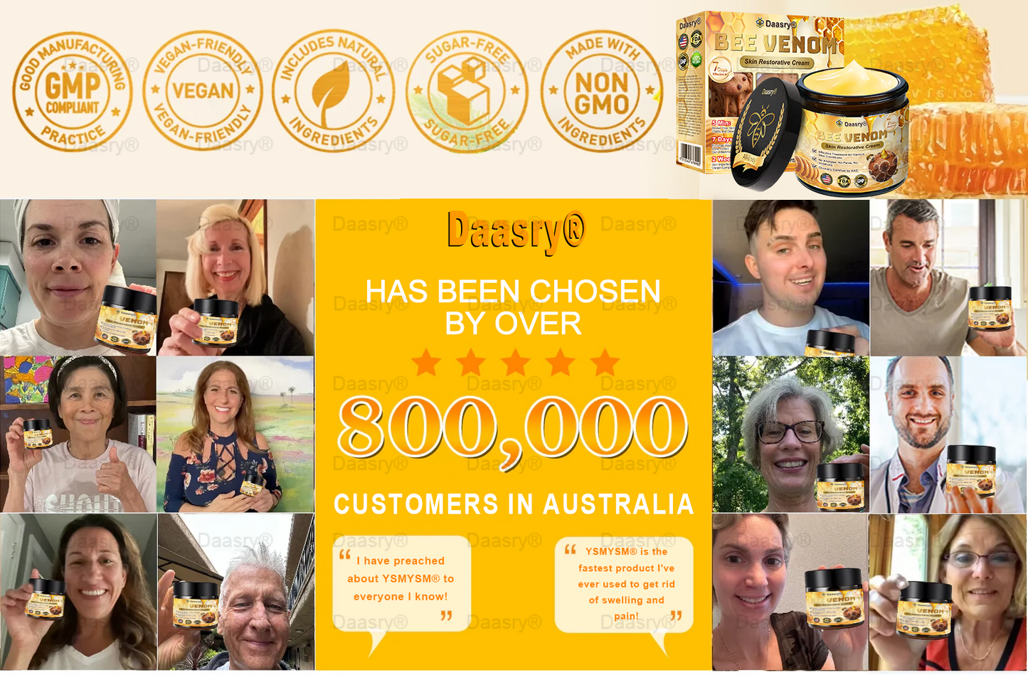 FDA Official: Daasry® Botox Bee Venom Skin Restoration Cream - Anti-aging, Hydrating, Skin Firming & Lifting, Skin Repair, Even Tone, Acne and Dark Spot Treatment, Wart and Mole Removal, and Psoriasis Relief.